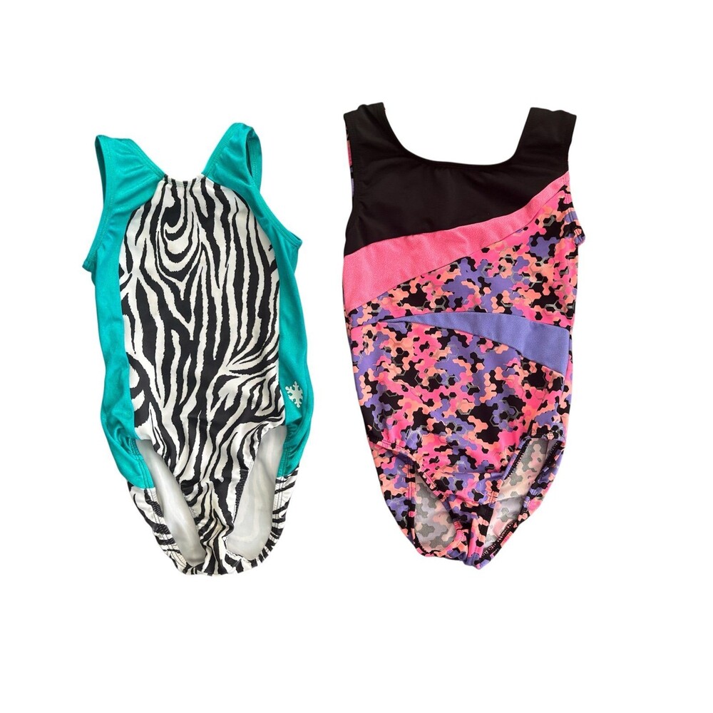 Set of Child Large‎ Girls Gymnastics Leotards One-Piece Multicolor Dance Leos